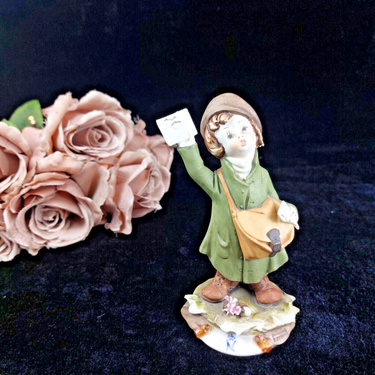 Young Postman with Letter Capodimonte Porcelain Figurine by G. Pezzato Damaged0