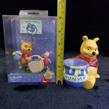 Disney Winnie the Pooh Set  Used Egg Cup & New Photo Clip Holder Figurines 5