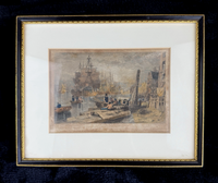 Thumbnail for Antique c.1830 Hand-Coloured Engraving Print Bristol Harbour Lambert & Collard0