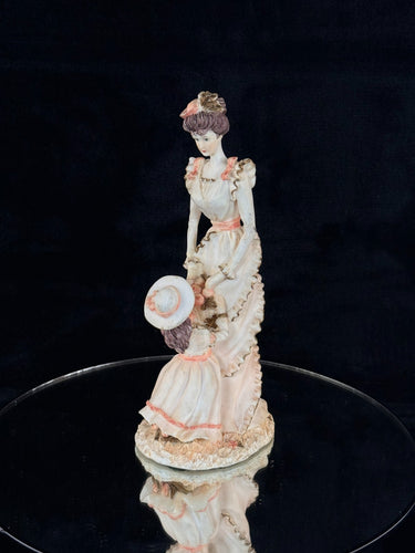 Vintage Sudehl Figurine Set of 3 Victorian Lady & Daughters HandPainted Romantic1