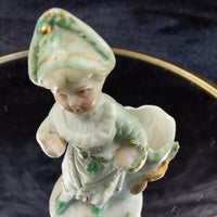 Thumbnail for Antique Porcelain German Figurine Child w/ Boot Vase Green Gold Accents 2.5”6