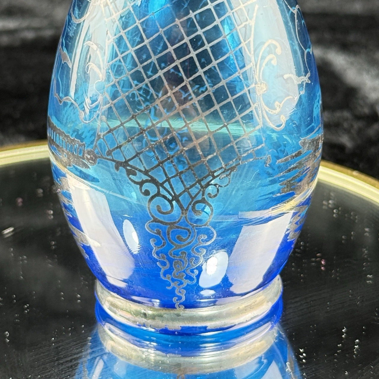 Schott Zwiesel Blue Glass Vase Florida Design Heinrich Löffelhardt Vintage 5”6