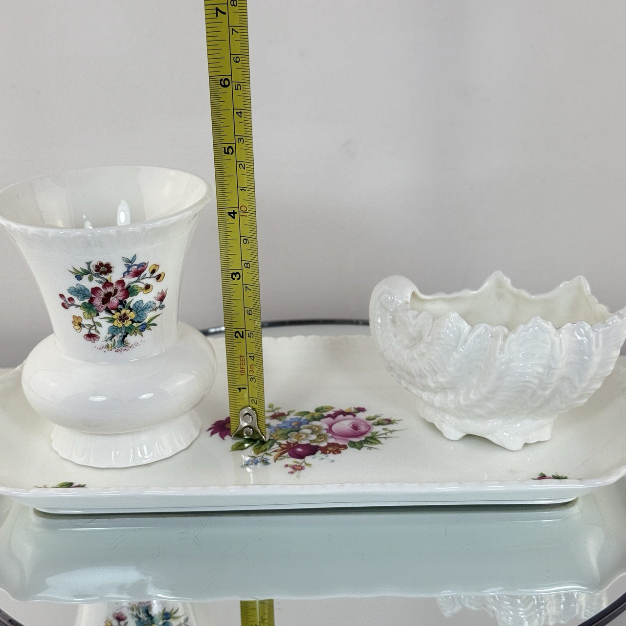 Coalport Ming &shell Rose Dish Vanity Set Tray Vase Trinket Bowl Gift Bone China3