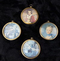 Thumbnail for Set of 4 Vintage Miniature 9 cm Portraits Peter Bates Gallery National frame set1