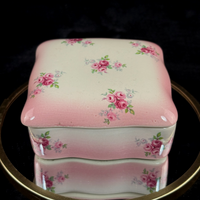Thumbnail for Blakeney Bone China Square Trinket Box Rose Pink Spray Pattern Stoke-on-Trend0