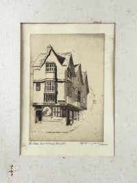 Thumbnail for Sidney Lawrenson Etching Ye Olde Cat & Wheel Bristol Framed Pub Scene c.1920s1
