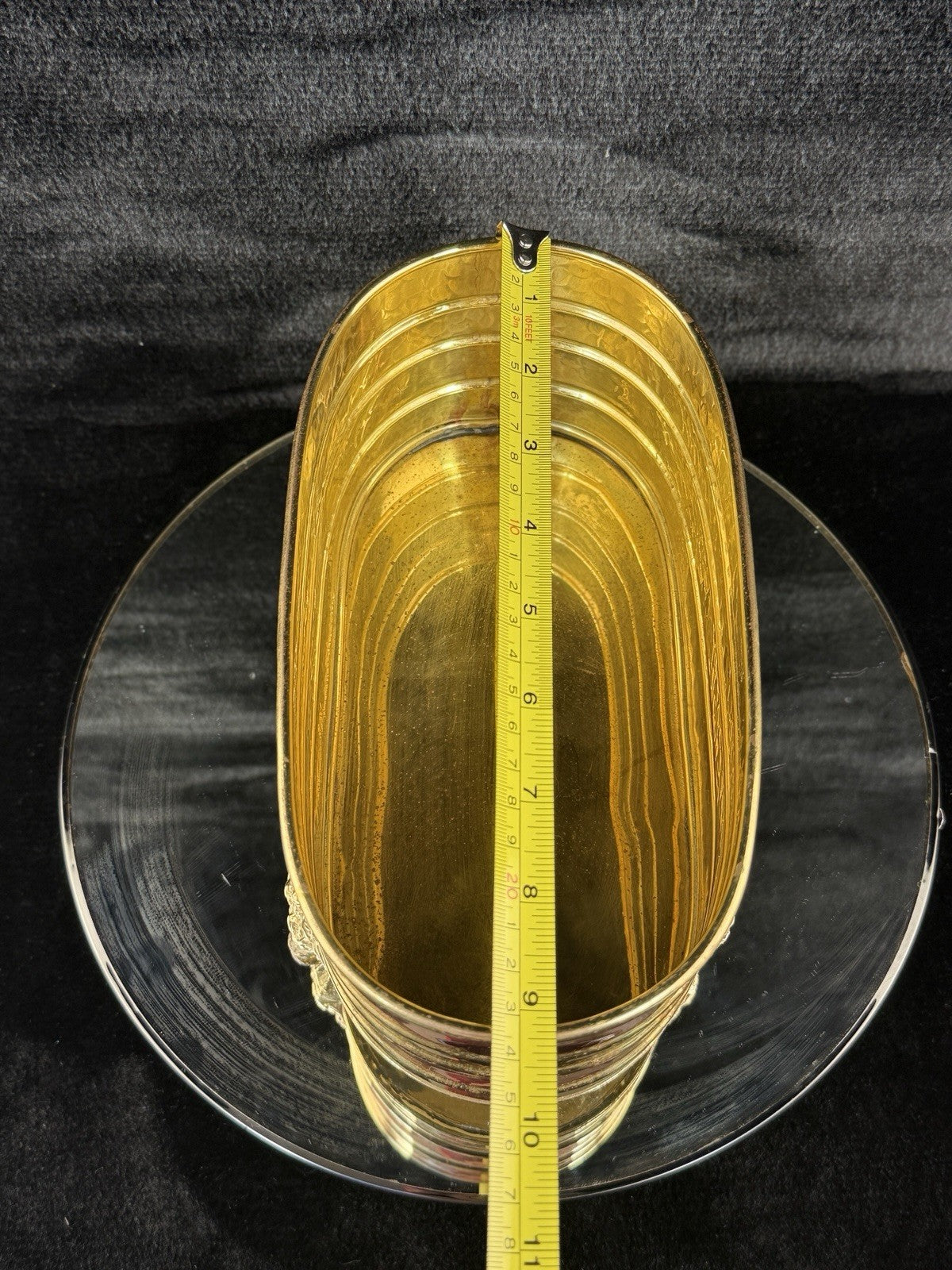 Vintage Copper & Brass Planter Jardiniere 9.5” Footed Oval Hammered Floral deco11
