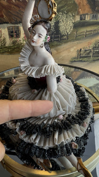 Thumbnail for Very Dresden rare Lace Porcelain Dancer Figurine marked ART Germany see the pic11