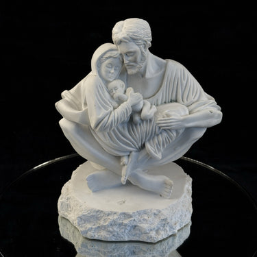 Holy Family Statue Sculpture  Signed/Marked 1999  White Alabaster/Resin Compos0