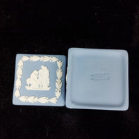 Thumbnail for Wedgwood Blue Jasperware Mini Square Trinket Box & Plate Set – England in Made 10