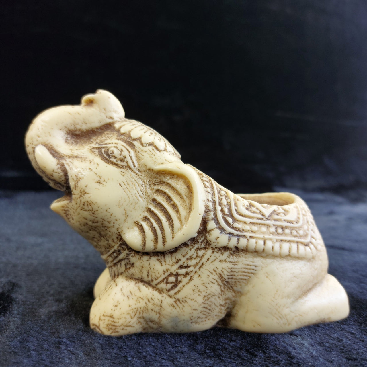 Handcarved Elephant Candle Holder Ceramic/ 14cm Pottery Collectable Germany4