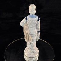 Thumbnail for Antique Porcelain decor Colonial Man Figurine White Blue Glaze 11