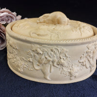 Thumbnail for Antique 1800s Wedgwood Yellow Jasperware Game Dish - Little crack & chips China.2