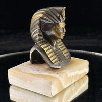 Thumbnail for 1920s Pharaoh Bronze Bust Tutankhamun on Marble Base Egypt Figurine Decor B11