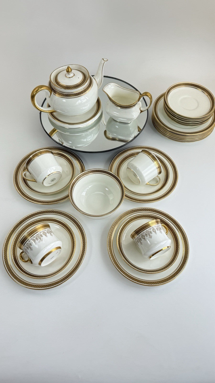 Stunning Antique Cauldon & Aynsley 27pc Tea Set c.1910 | Edwardian Gilt & Black18