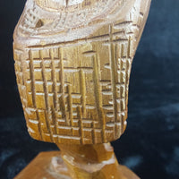 Thumbnail for Wooden Vintage SculptureFisherman -Folk Art - Jocelyn Caron - Chipped Hand16