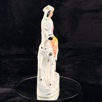 Thumbnail for 1800s Staffordshire Pottery Large Horse Rider Figure Hand Painted Antique seePic10