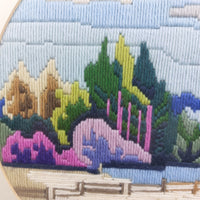 Thumbnail for Vintage Framed Circular Long-Stitch Needlework Countryside Landscape Art 17