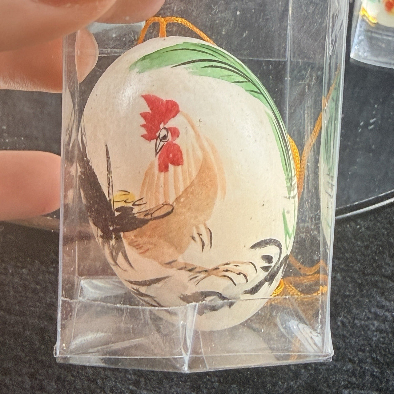 Boxed Easter Hand Painted Real Egg Shell Ornaments  Chinese Bird Floral  Set of 9
