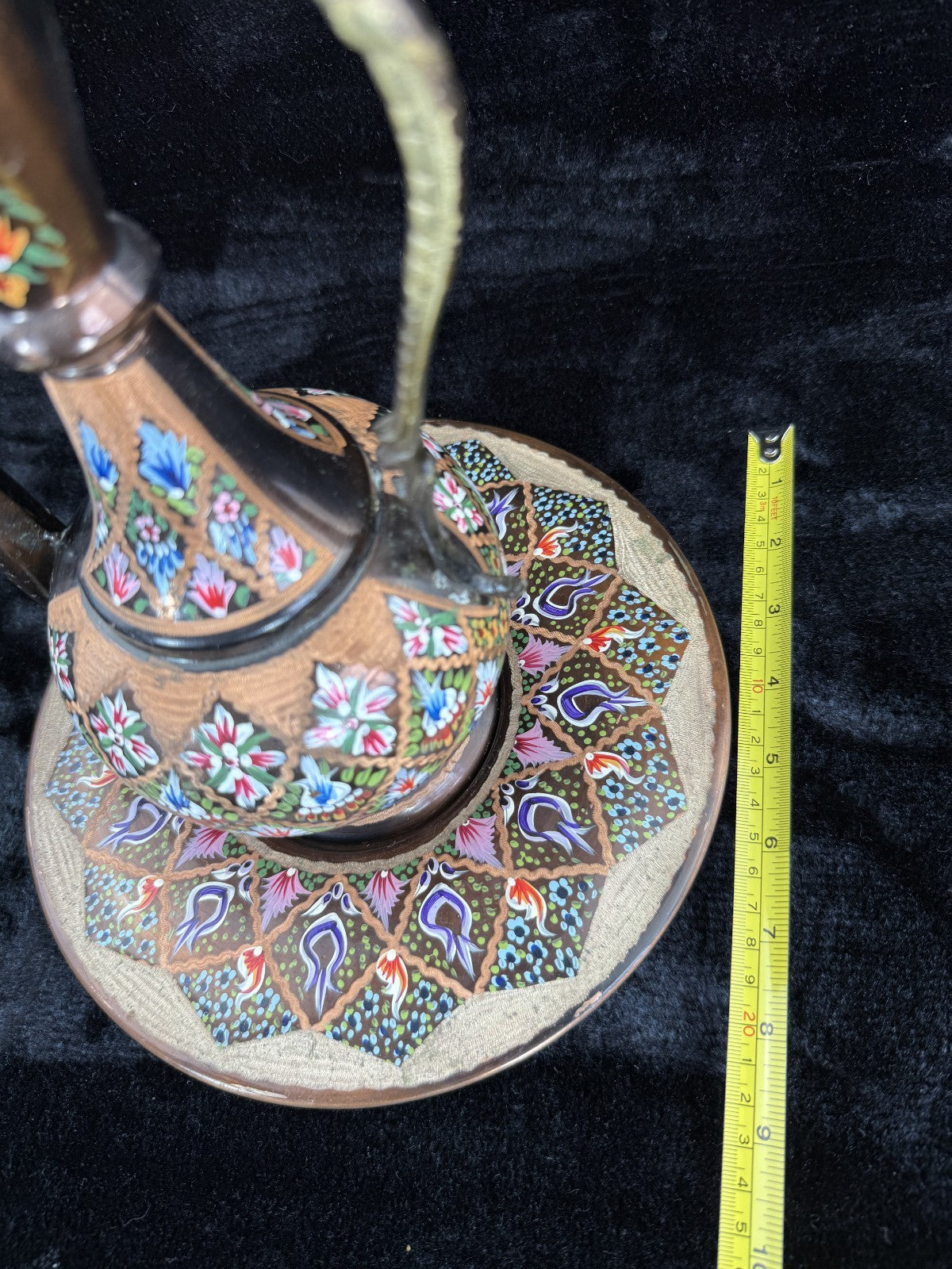 One-of-a-Kind Hand-Painted Large Copper Pitcher & Tray/plate Set see the pics.3