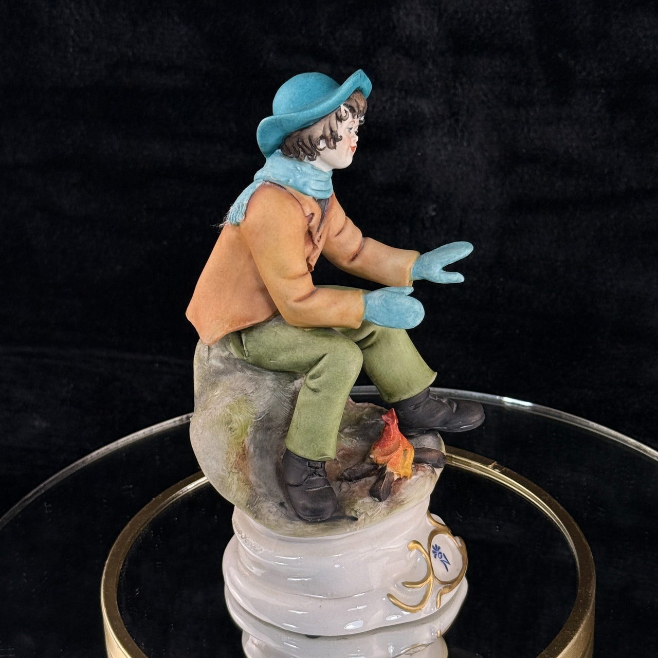 Rare Napoleon Capodimonte Figurine Boy by Giacomo Campfire Porcelain Italy gift9