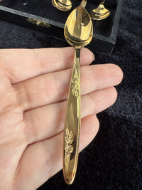 Thumbnail for Exquisite Vintage Gold Plated Spoon Set of 6 with Ornate Floral Design5