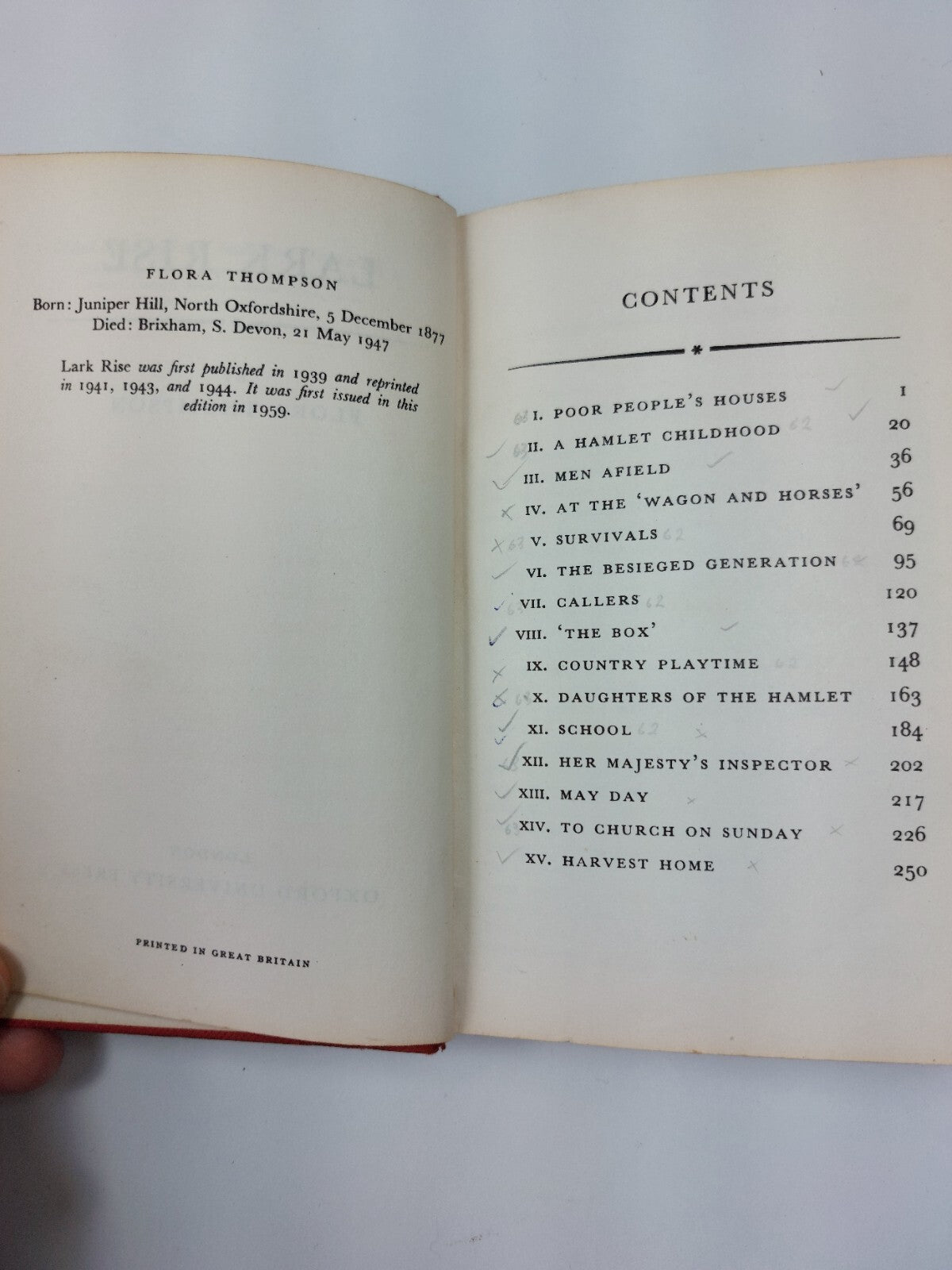 Lark Rise Flora by Thompson - Oxford University Press- Vintage Hardcover 19592