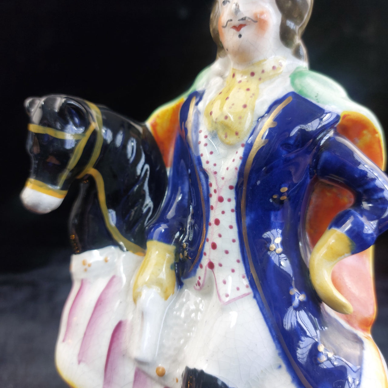 Rare Staffordshire antique 1860s Figurine – Man on Horseback, 9" see leg Medium9
