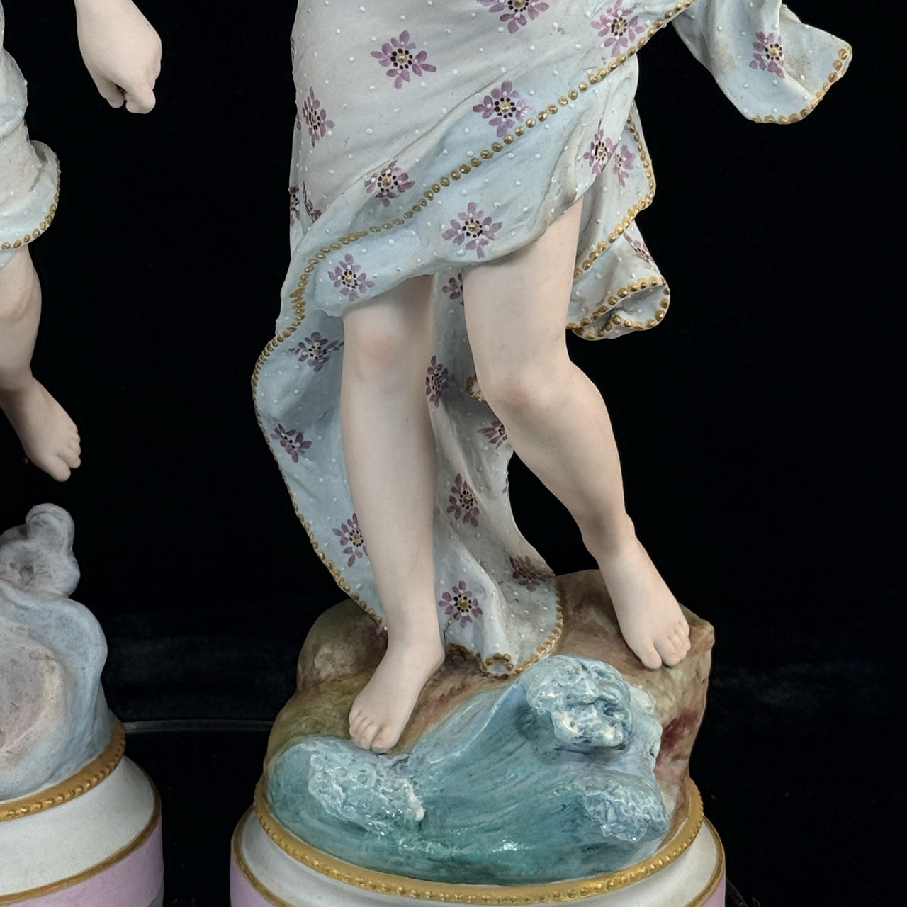 Augarten Vienna Porcelain Ladies Musician Figurines Lyre Pair Austria Antique se6