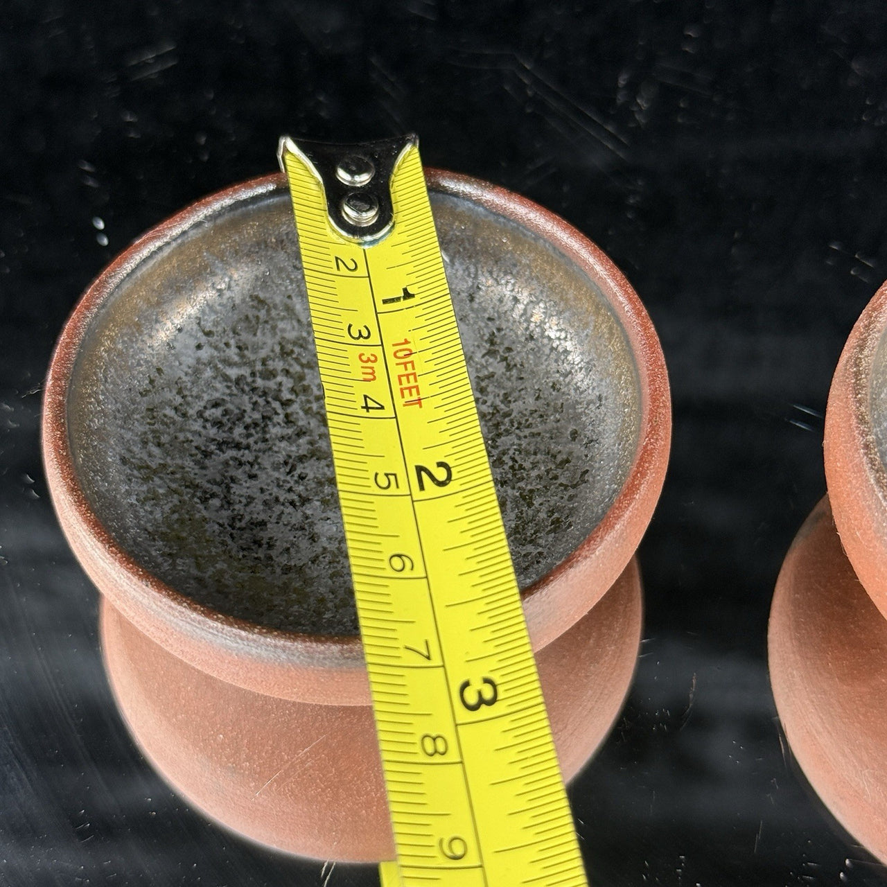 Japanese Tokoname Style Yunomi Cups Tea Set of 2. 2.5” Wide Clay Rustic Glazed2