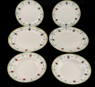 Large Lot of 6 Antique/Vintage Devon Ware (S. F. & Co.) CECIL 1204 Dish & Plates0