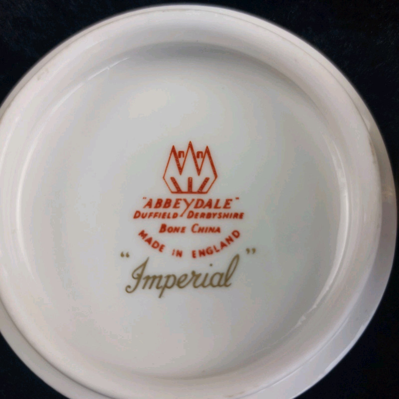 Abbeydale Imperial Bone Good China England Lidded Trinket Box Gold Red 2.5"x2"4
