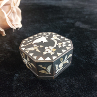 Thumbnail for Antique Chinese Black Lacquer – Trinket Box Octagonal with Mother of Pearl Inlay0