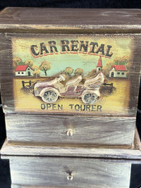Thumbnail for Vintage Wooden Car Rental Open Tourer Trinket Box Drawer Chest Rustic Desk Box3