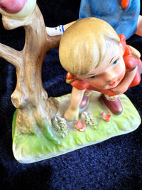 Thumbnail for Hummel Vintage style Porcelain Figurine of Children with a Bird on a Tree 7in7