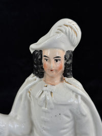 Thumbnail for Antique Porcelain Staffordshire Cavalier- Horse Figurine Pair decor see one head18