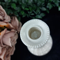 Thumbnail for Rare Milk Glass porcelain Candlestick Holder, Black Dot Chipped Rim & Base 6.5
