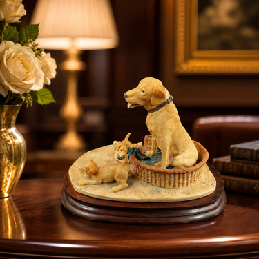 Border Fine Arts Golden Labrador & Pups signed D.Geenty 1980 decor bookshelf.0
