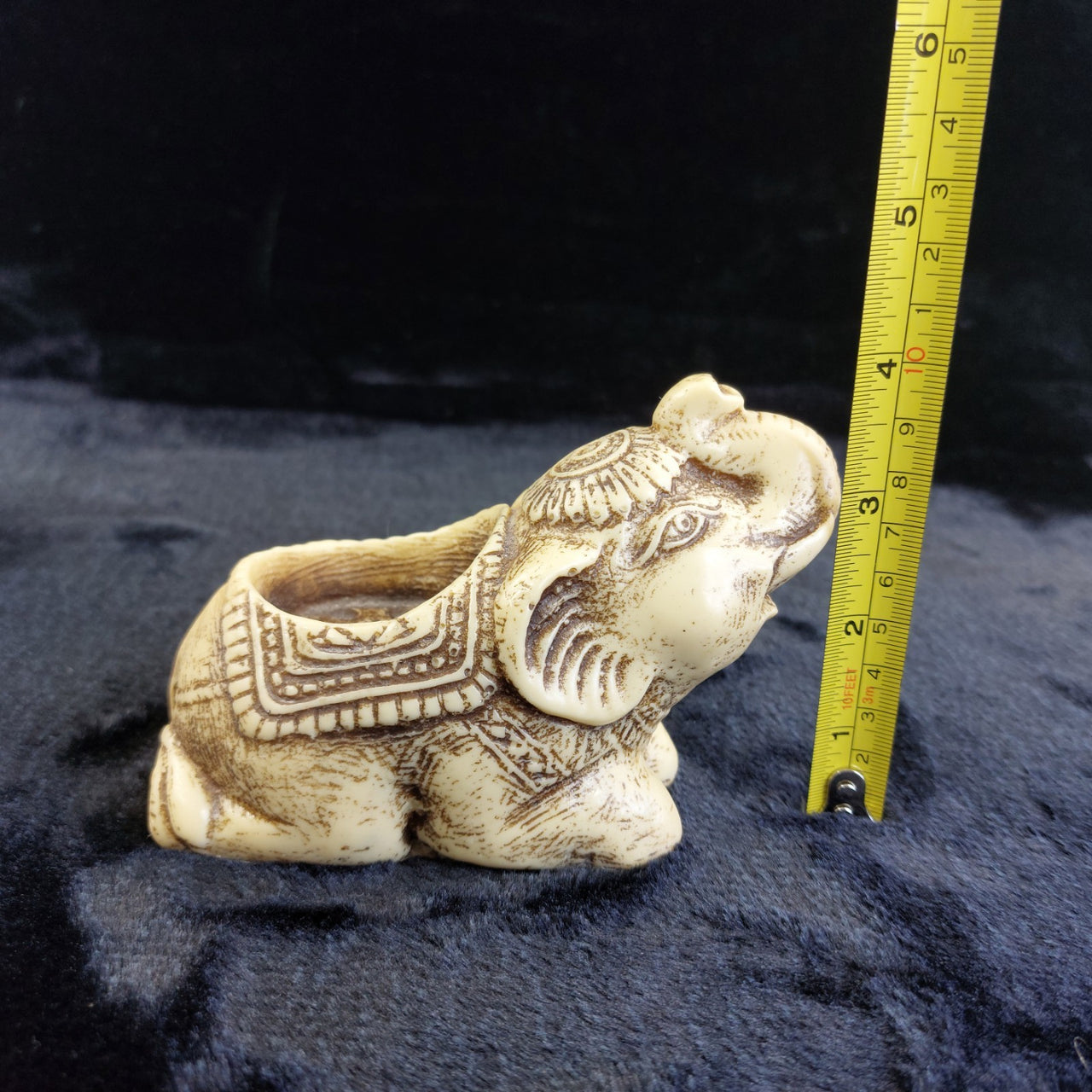 Handcarved Elephant Candle Holder Ceramic/ 14cm Pottery Collectable Germany6