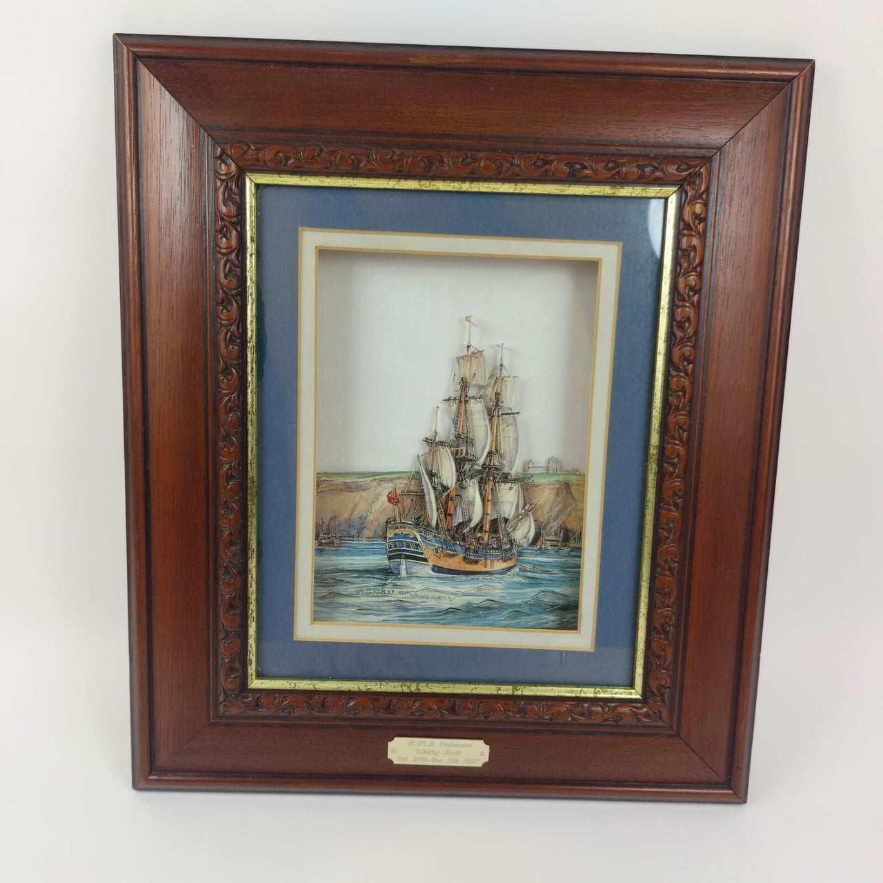 Framed 3D Art H.M.B. Endeavour  Refit Handcrafted  Signed by Freeman Whitby10
