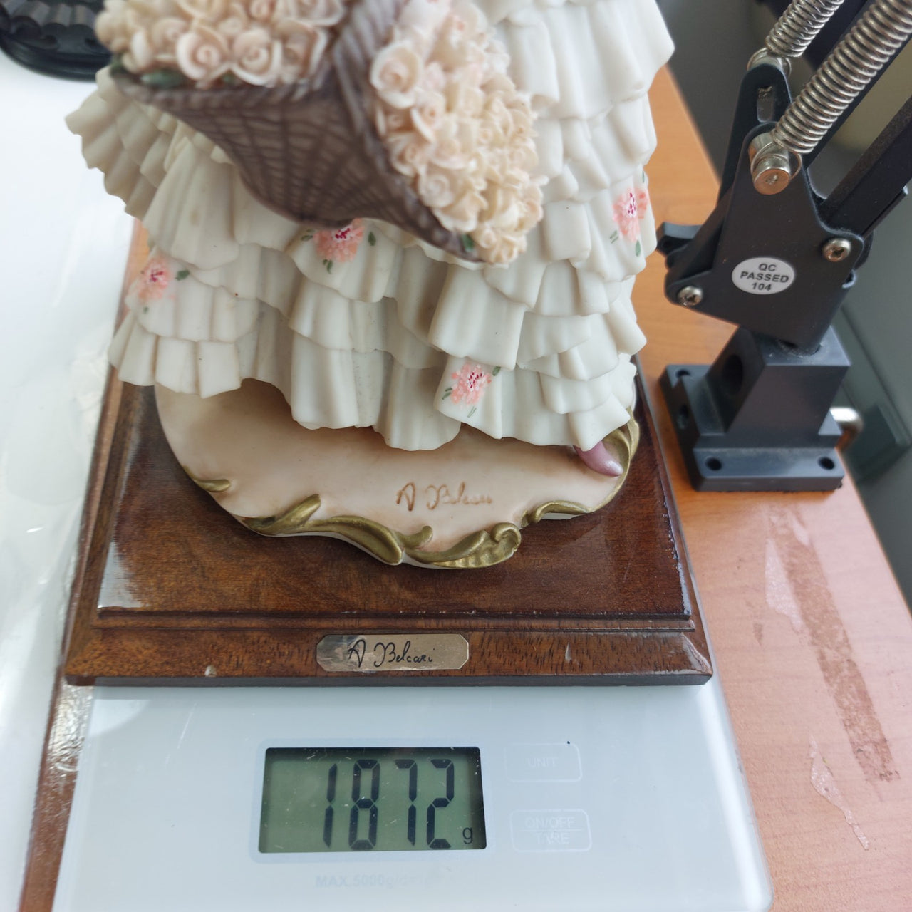A. Lady Belcari Figurine Roses Basket 1989 Dear Sculpture Italy 10” ARMANI 16