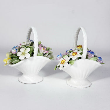 Royal Doulton St Michael Bone China Flower Baskets Pair England Decor Vintage0