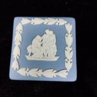 Thumbnail for Wedgwood Blue Jasperware Mini Square Trinket Box & Plate Set – England in Made 8