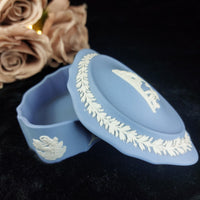 Thumbnail for Wedgwood Jasperware  Blue Oval   Elegant Vintage Collectible Trinket Box 8