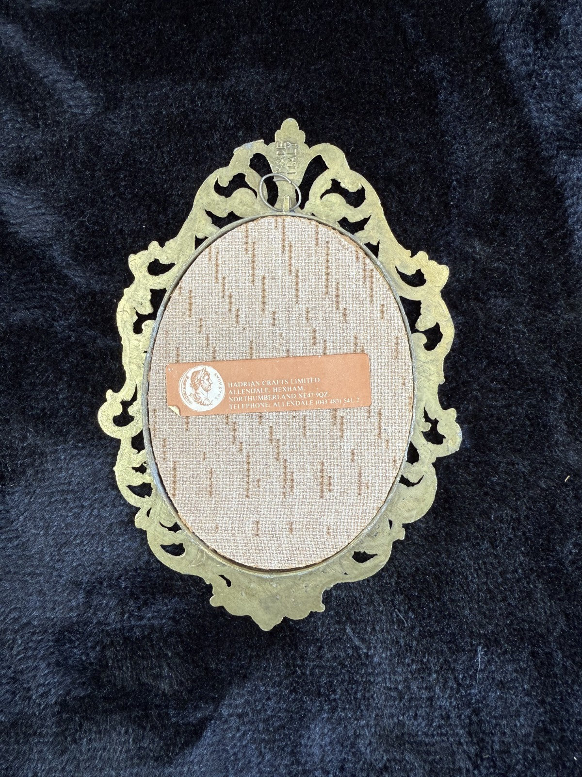 Italian Vintage/Antique Brass Oval Frames with Fabric Prints - Set of 3 Italy9