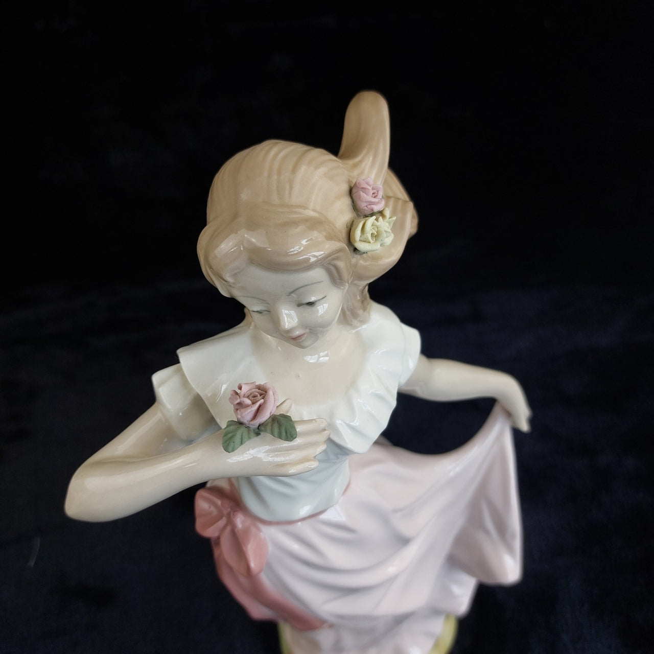 Tengra Porcelain beautiful large Girl Figurine Spain Pink Dress Flow 11" decor5