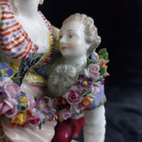 Thumbnail for Antique Dresden Style Porcelain Figurine The Broken Bridge Michel Victor Acier11
