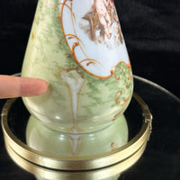 Thumbnail for Antique Cherub Porcelain Vase Hand Decorated Putti Scene Gold Green Gilt decor8