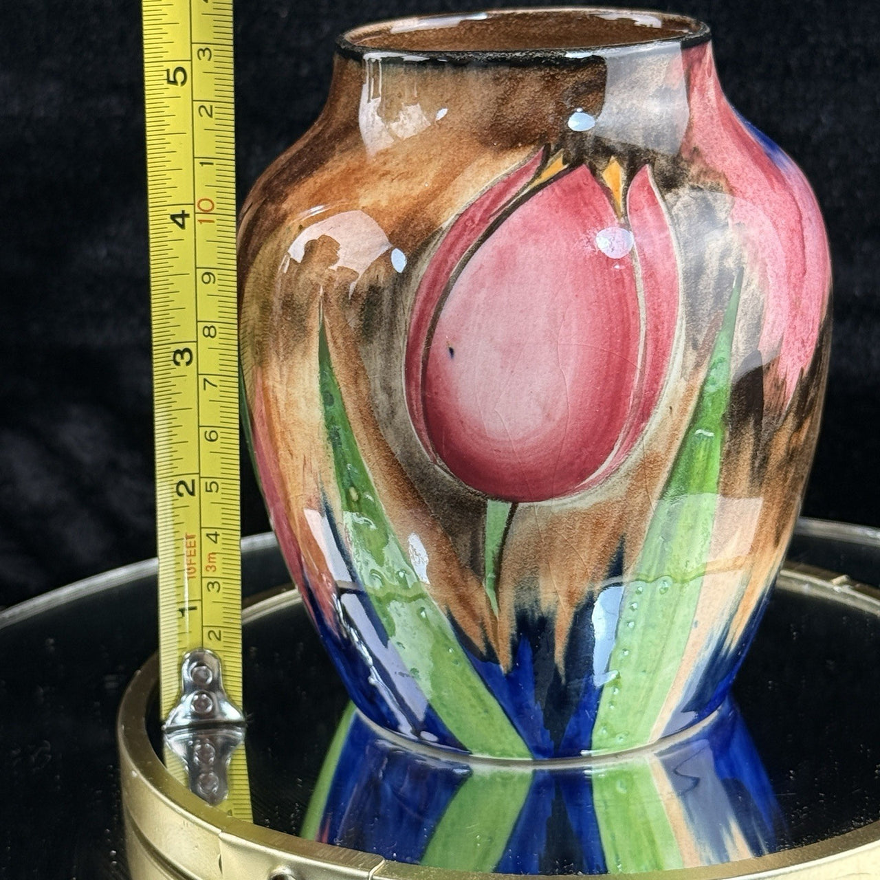 H&K Tunstall Art Pottery Tulip Antique Vtg vase England 1930s Floral decor1