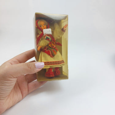Vintage Eastern European Folk Doll in Traditional Dress with Embroidered Details1